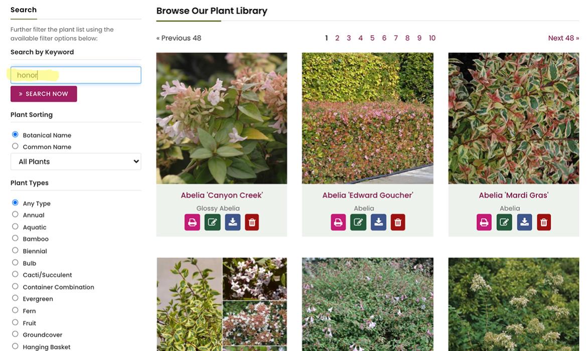 Plant Database Search Tips