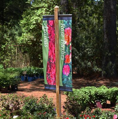 12inx55in Azaleas and Rose Bushes Vinyl Banner