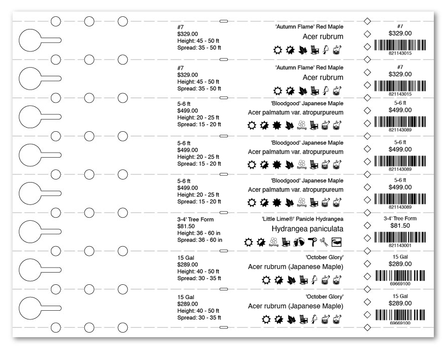 Slip-On® Tree Tags (8-Up Sheets)