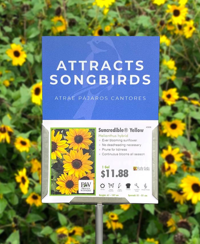 Sign Topper: Attracts Hummingbirds / Attracts Songbirds