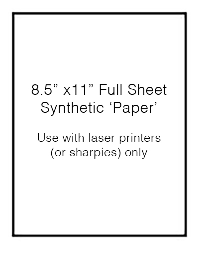 8.5 x 11 Vinyl Labels, 100 Sheets, Weatherproof Vinyl for Laser